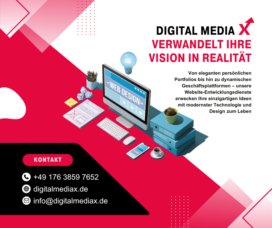 DigitalMediaX ist Ihr Partner für SEO-Optimierung, Webdesign und digitales Marketing. Steigern Sie Ihre Sichtbarkeit in Suchmaschinen und gewinnen Sie mehr Kunden mit individuellen Lösungen.